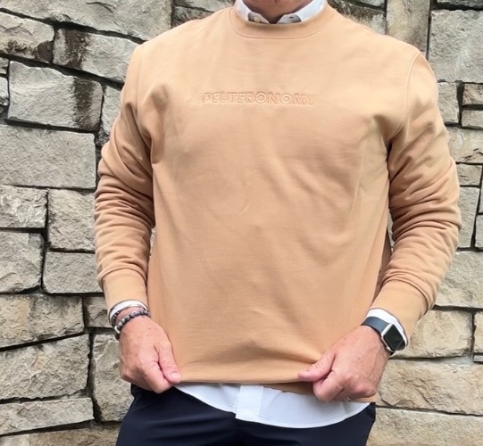 Deuteronomy sweatshirt, lifestyle photo